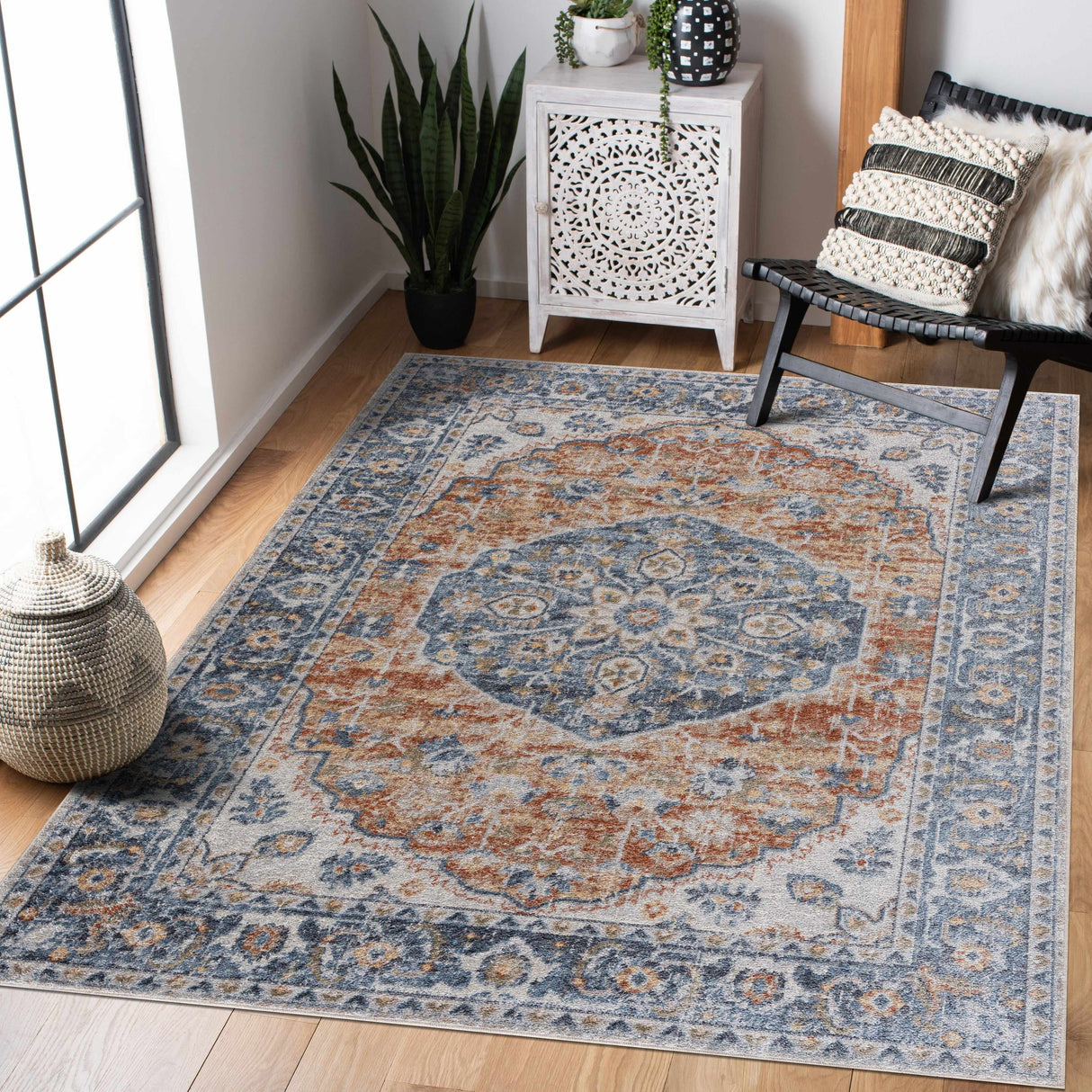 Rust Hiti Washable area rug - Clearance
