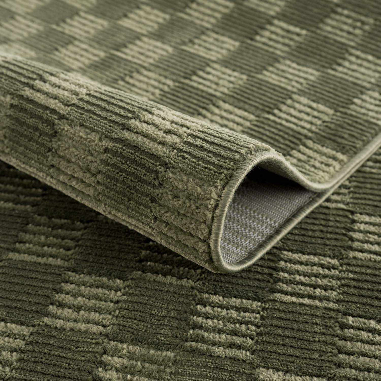 Truls 3D Checkered Washable Rug - Green