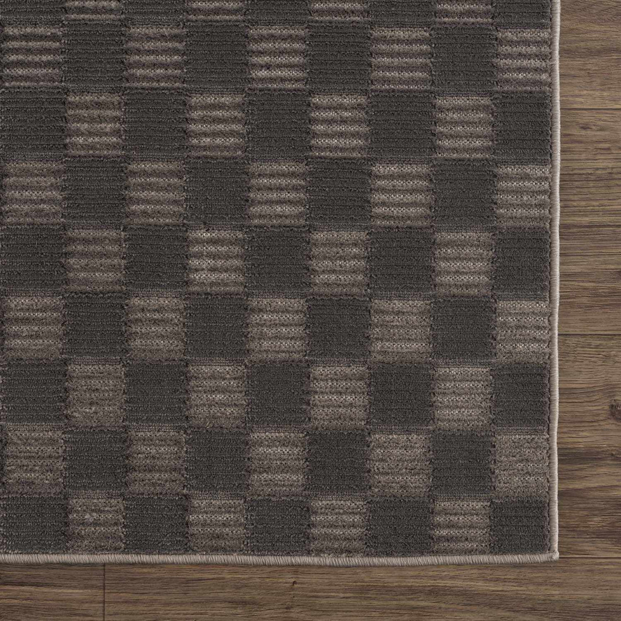 Truls 3D Checkered Washable Rug - Black