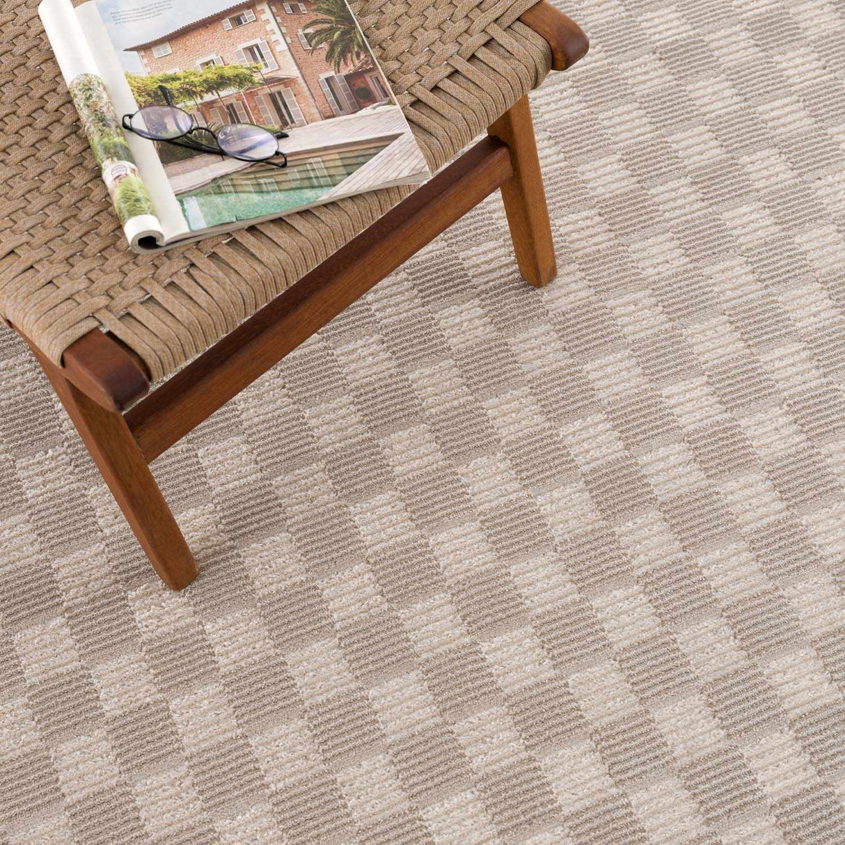 Truls 3D Checkered Washable Rug - Biscotti