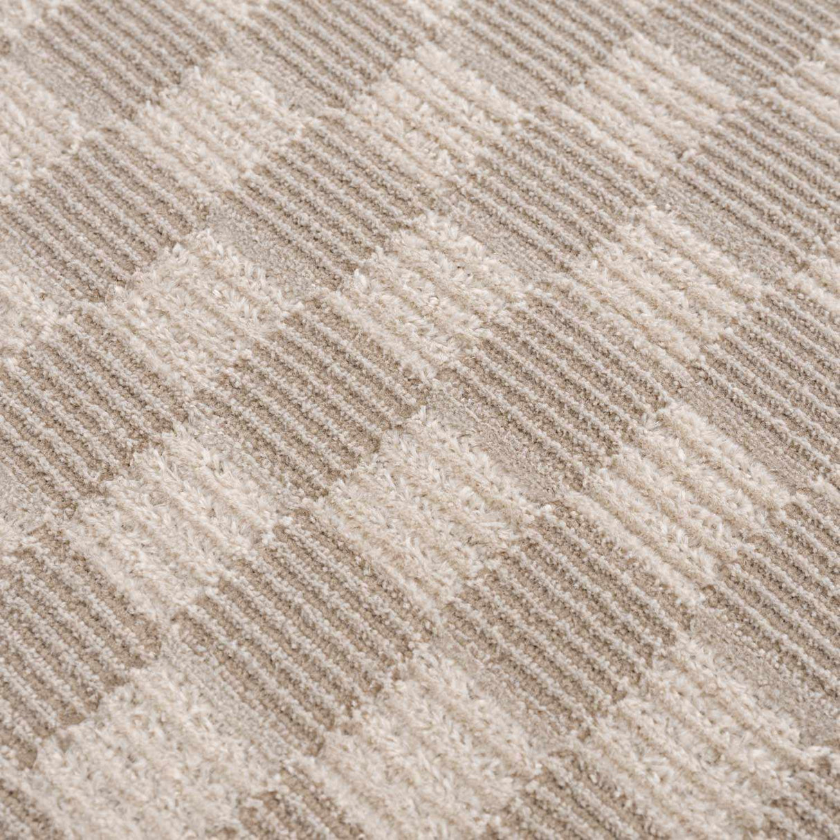Truls 3D Checkered Washable Rug - Biscotti
