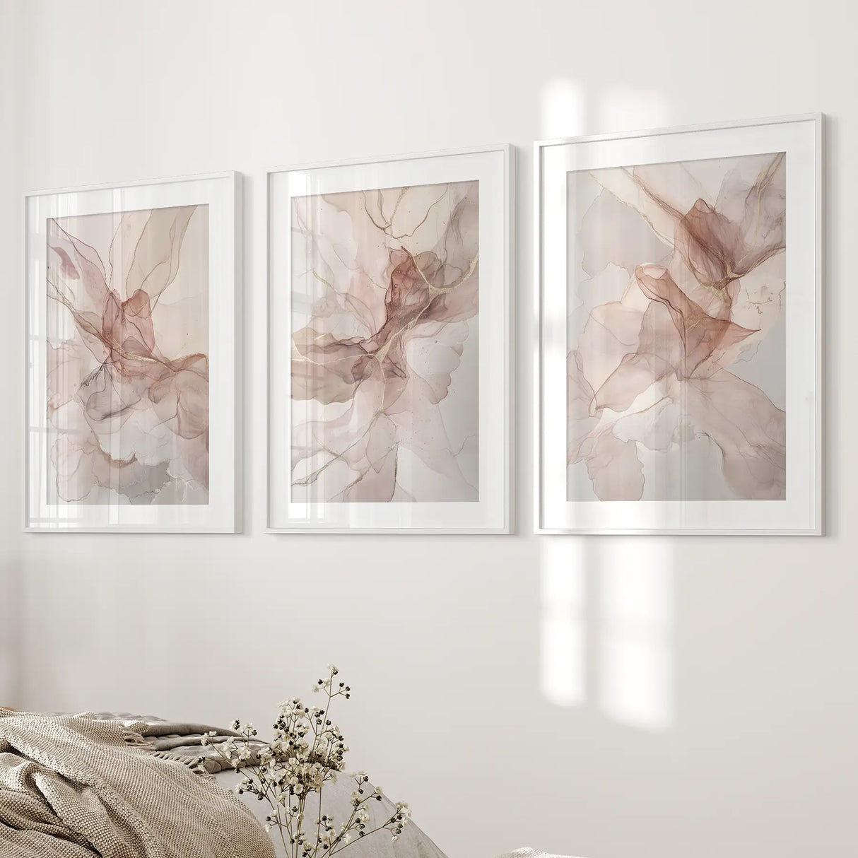 Neutral Abstract Set of 3 Prints Wall Art Decor