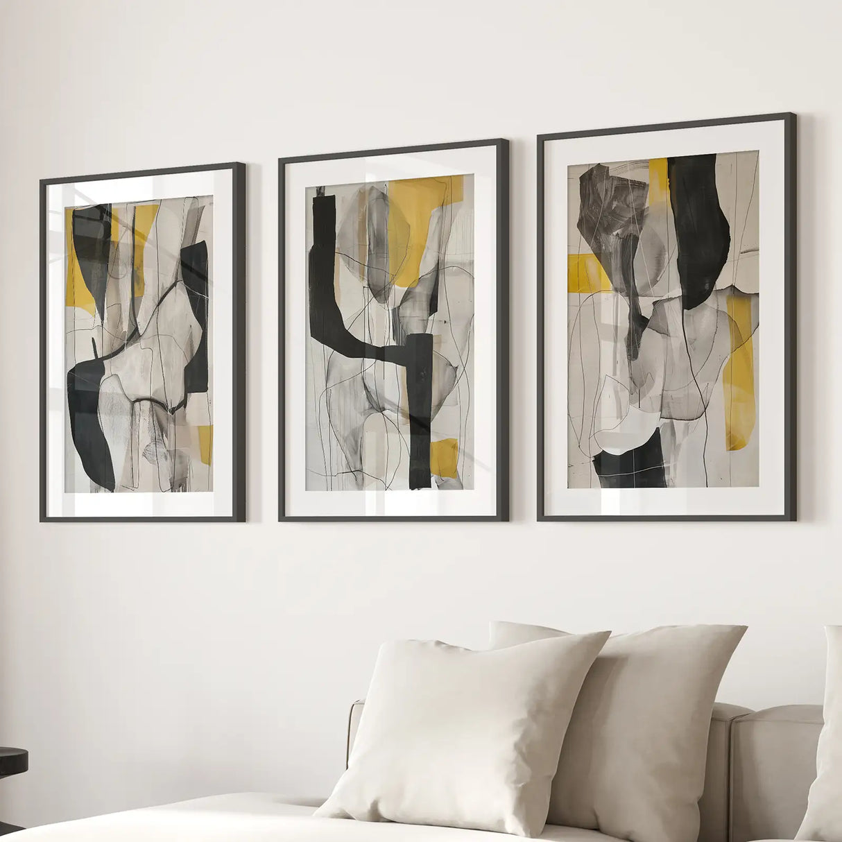 Golden Abstract Shapes Modern Wall Decor Poster