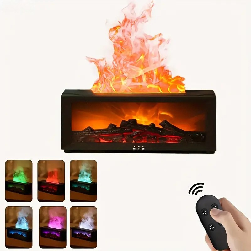 USB-Powered Fireplace Air Freshener with LED Flame Effect for Home & Office