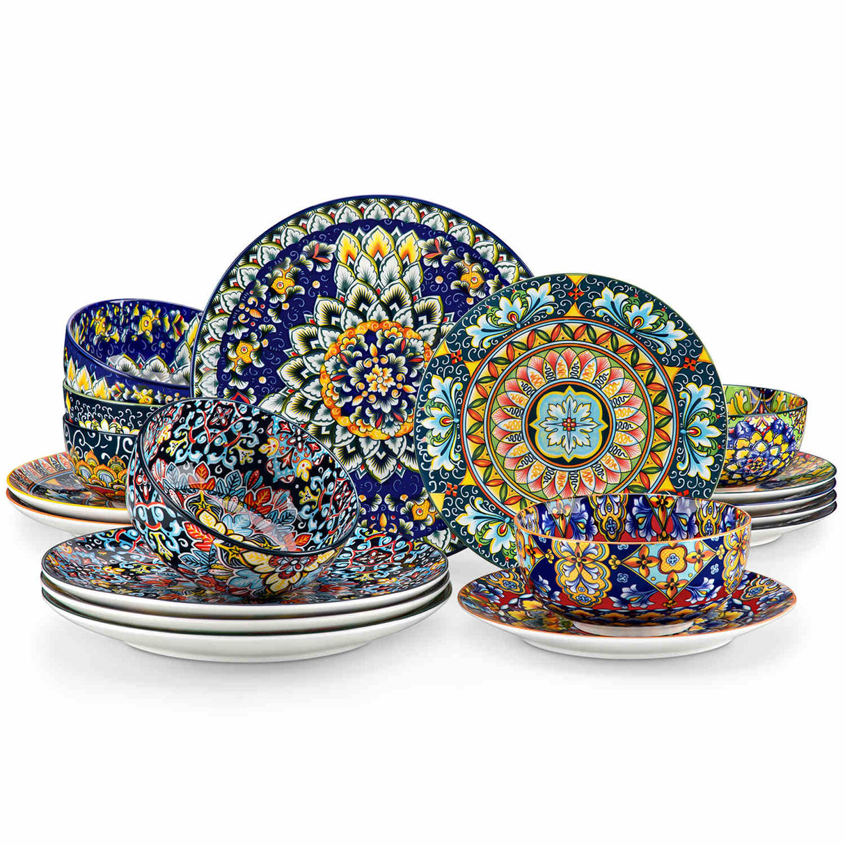 Simi 18 Piece Dinnerware Set with Double-Sided Bowls