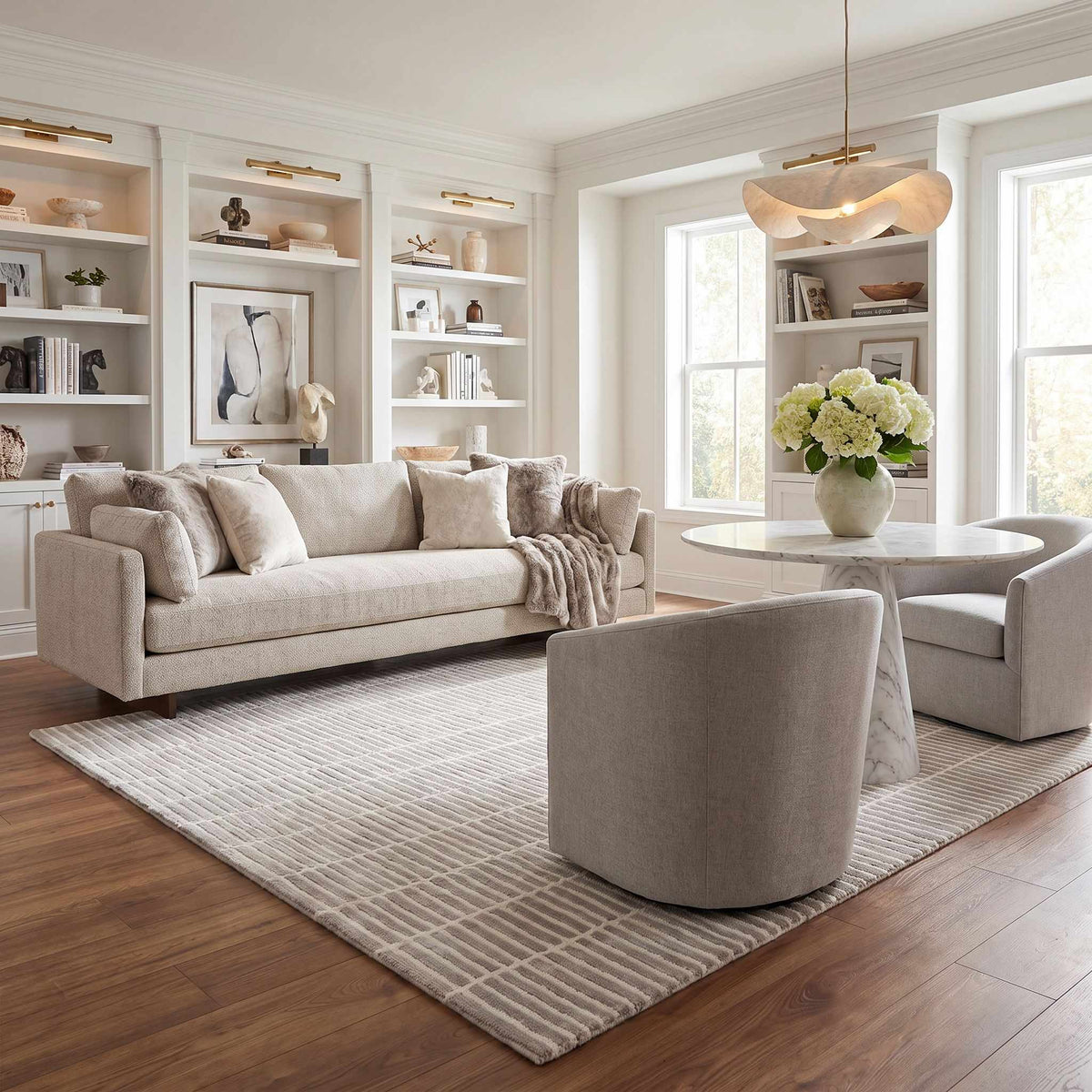 Finial Gray Wool Area Rug