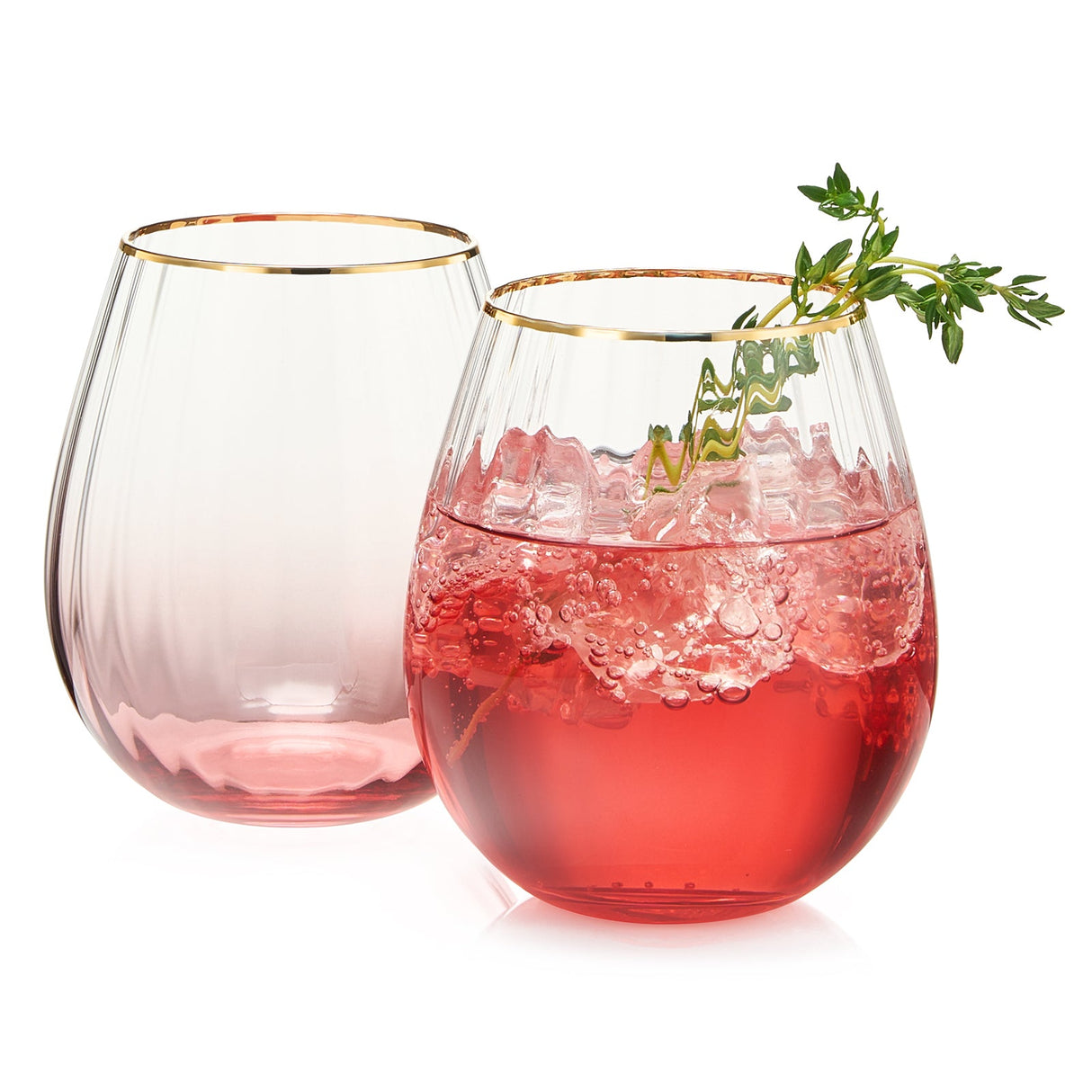 Waterfall Stemless Wine Glassware, Set of 2