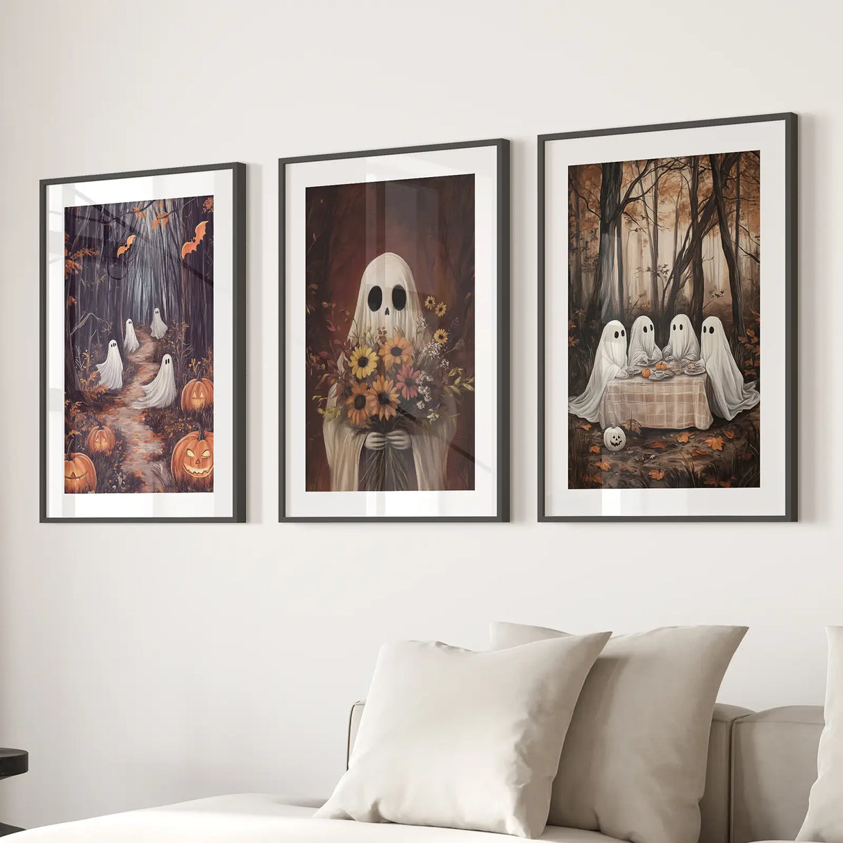 Charming and Spooky Art for Fall Season Poster