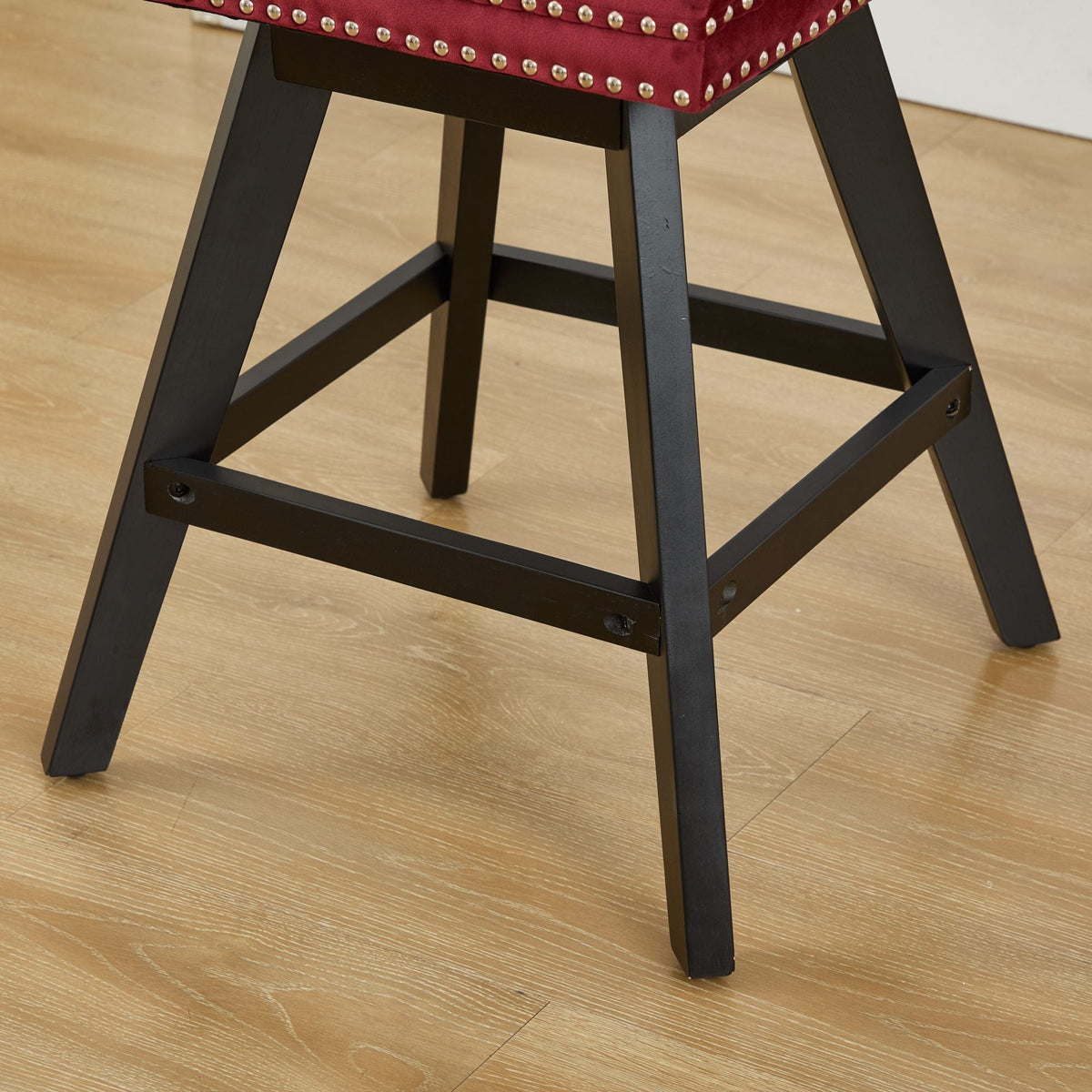 A&A Furniture Swivel Velvet Barstools with Button Tufted Decoration - view 13