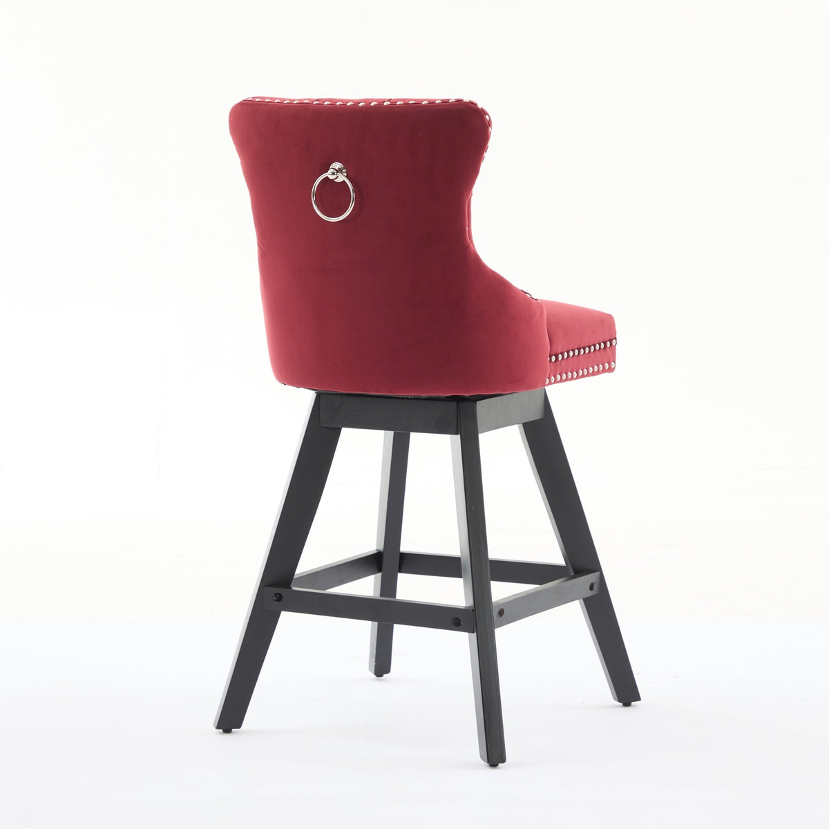 A&A Furniture Swivel Velvet Barstools with Button Tufted Decoration - view 7