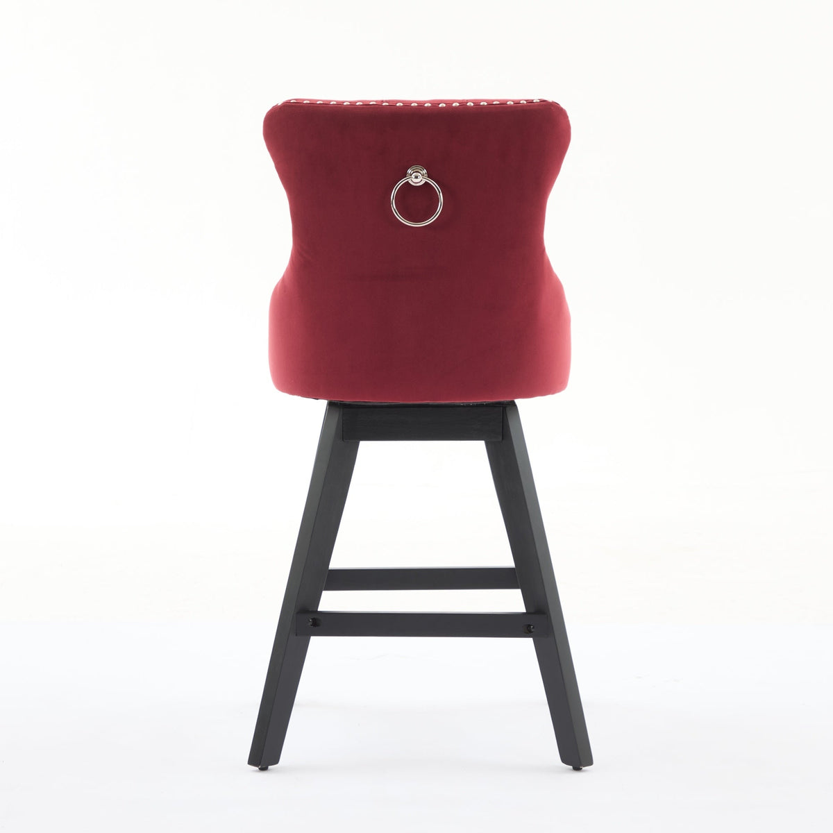 A&A Furniture Swivel Velvet Barstools with Button Tufted Decoration - view 8