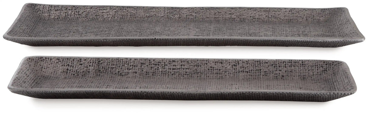 Garekton - Tray Set (Set of 2) - Pewter Finish - Best Buy Furniture
