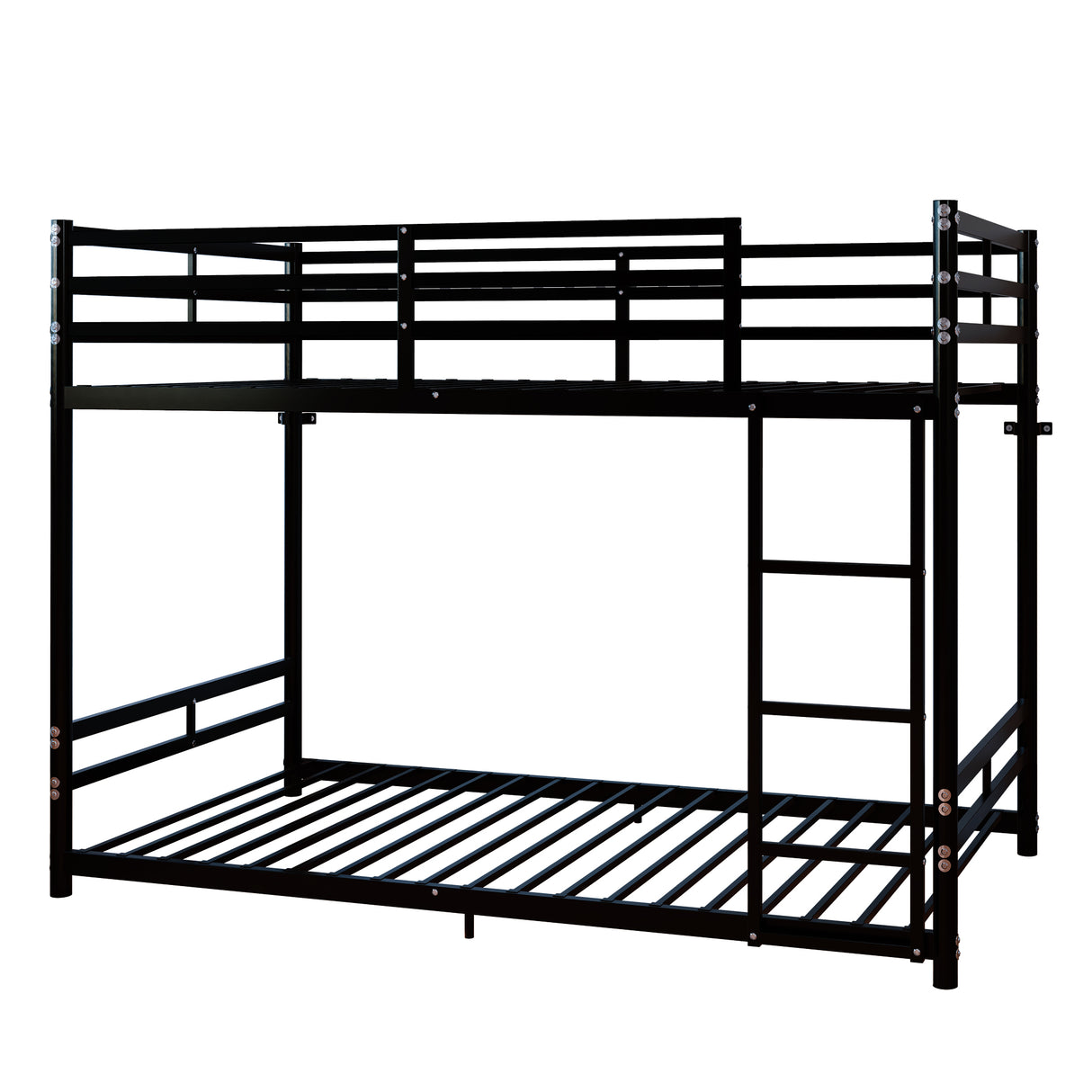 Bunk Bed with Ladder and High Guardrail Metal Bunk Bed, Storage Space, Noise Free, Twin Over Twin Size