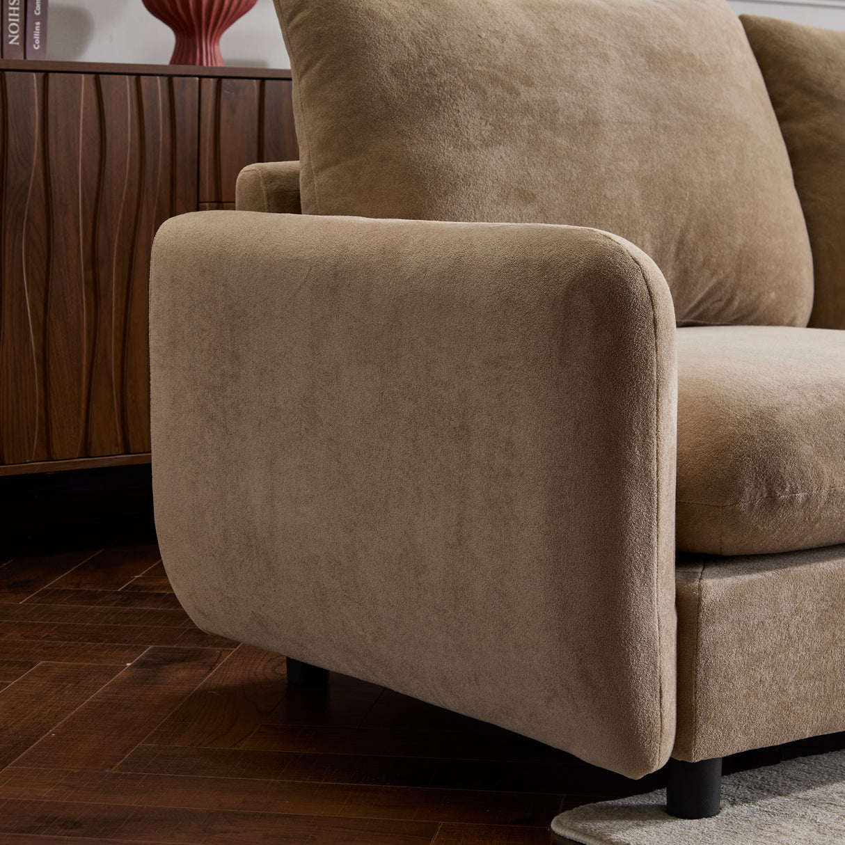 130 in. Oversize 5-Piece Modular Velvet Sectional Sofa with Ottoman