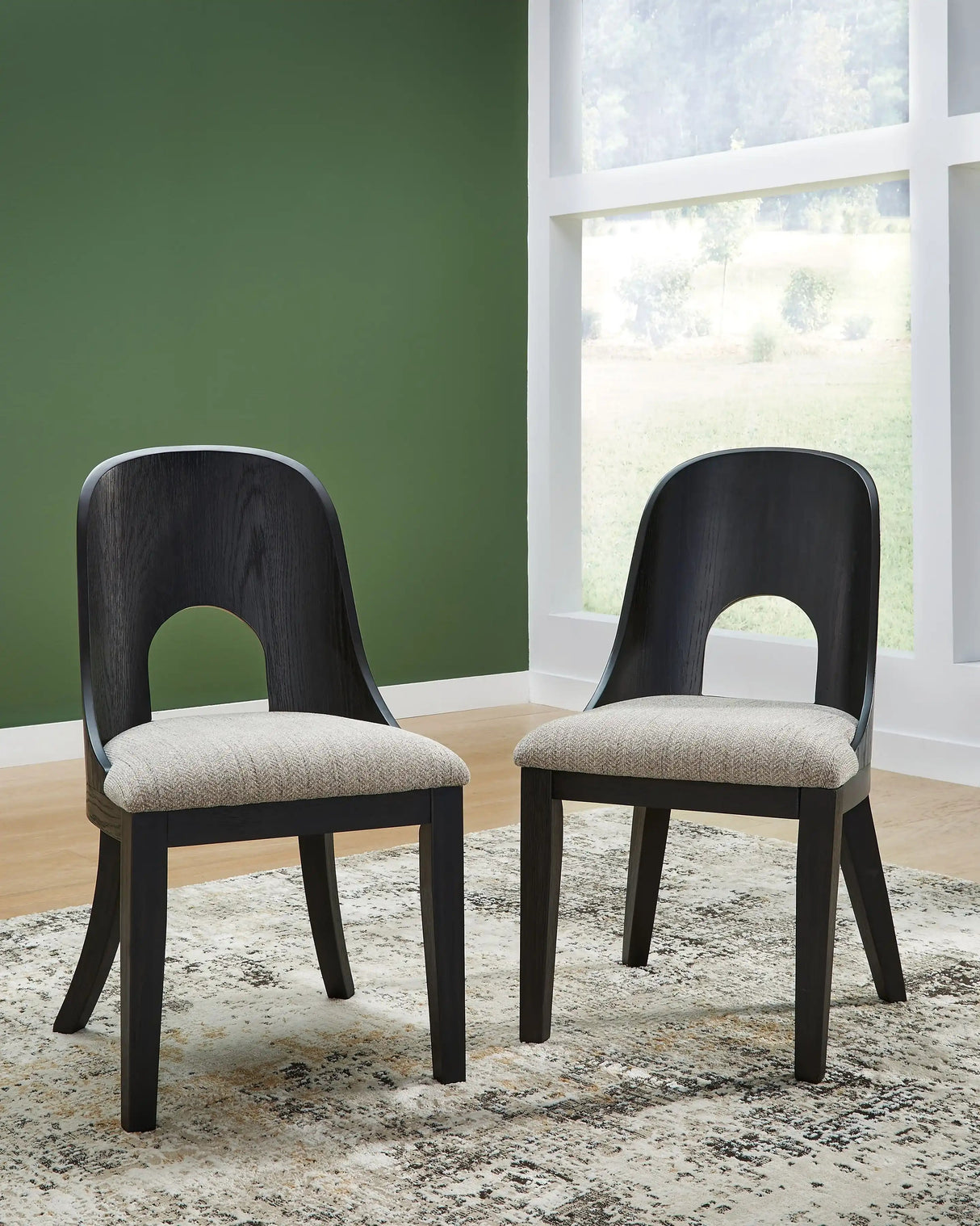 Rowanbeck - Dining Upholstered Side Chair (Set of 2) - Gray / Black - Best Buy Furniture