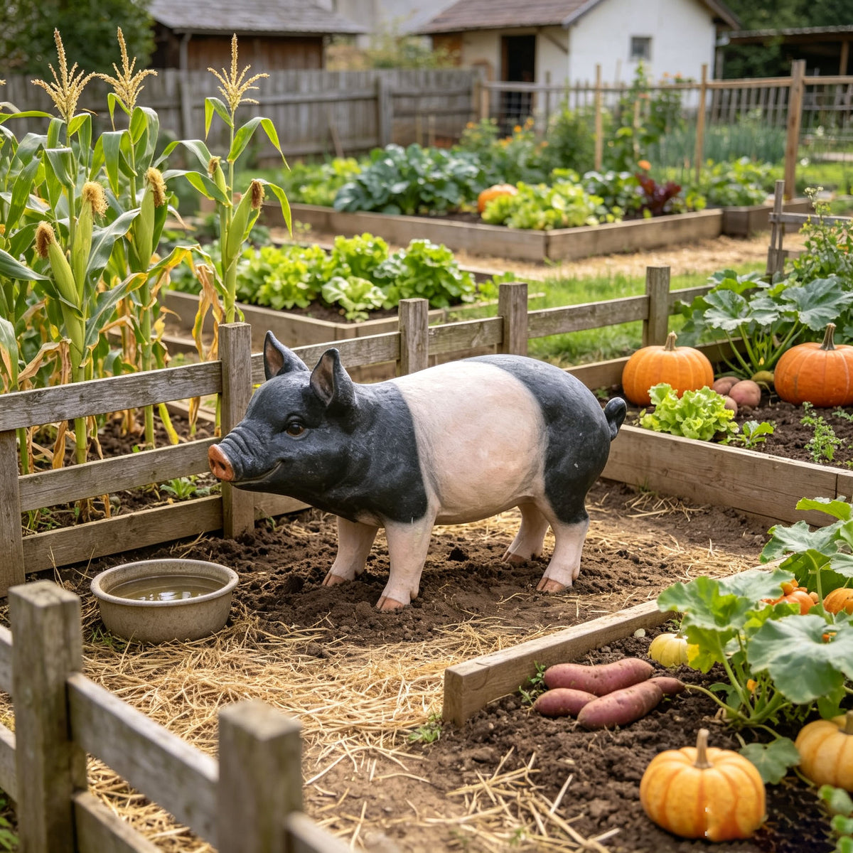 Garden Pig Statues Outdoor Decor