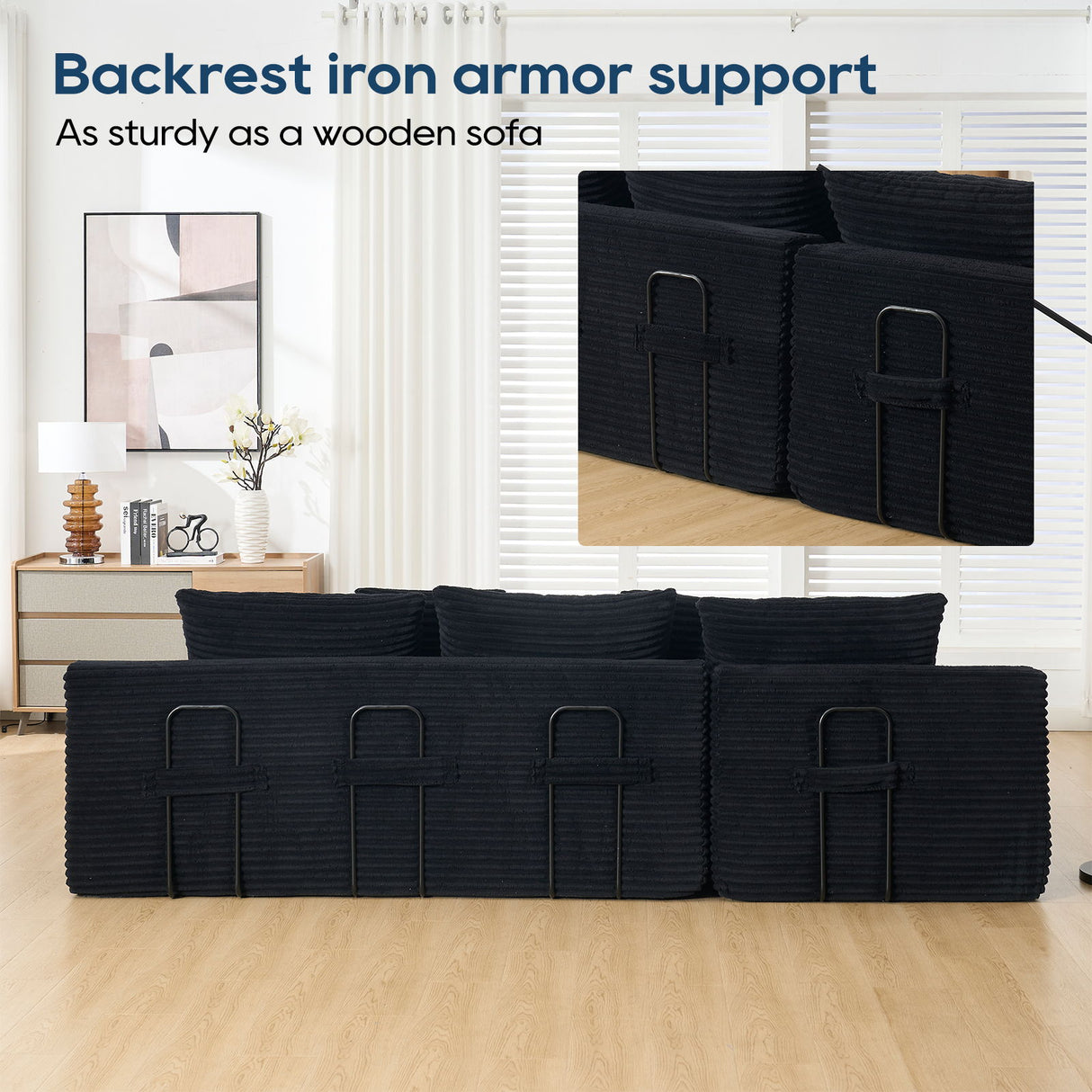 Modern L - Shaped Sectional Couch With Memory Foam