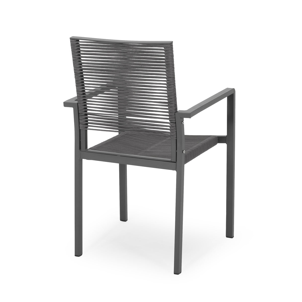Outdoor Modern Aluminum Dining Chair with Rope Seat (Set of 2)