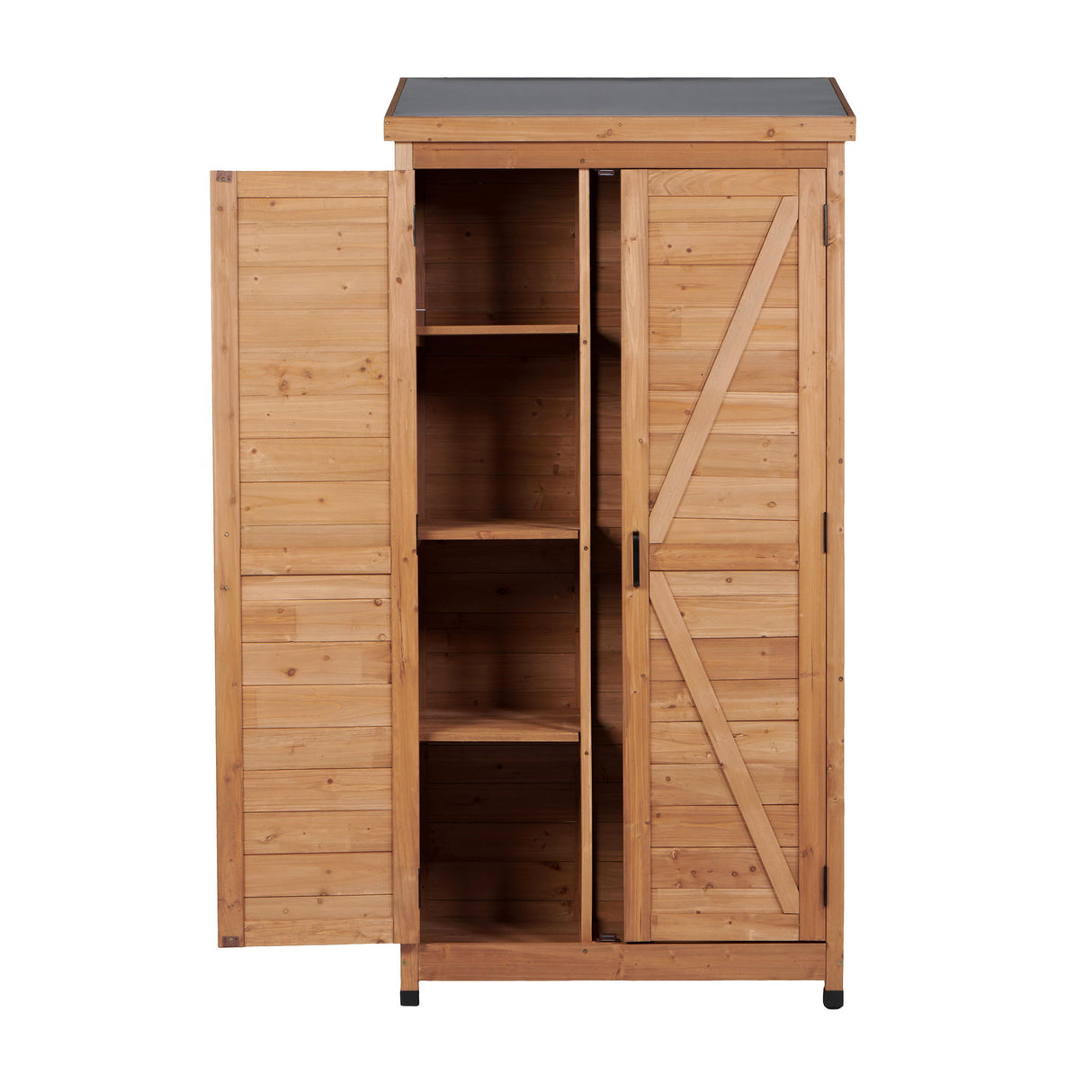 Outdoor Storage Shed With Vertical Tool Cabinet For Backyard