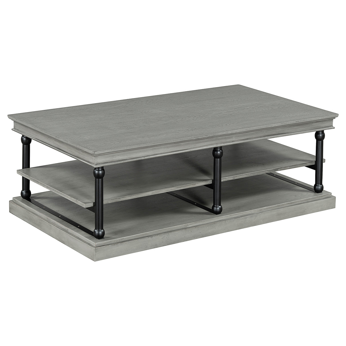 55.1" Wood Coffee Table with Storage Shelves