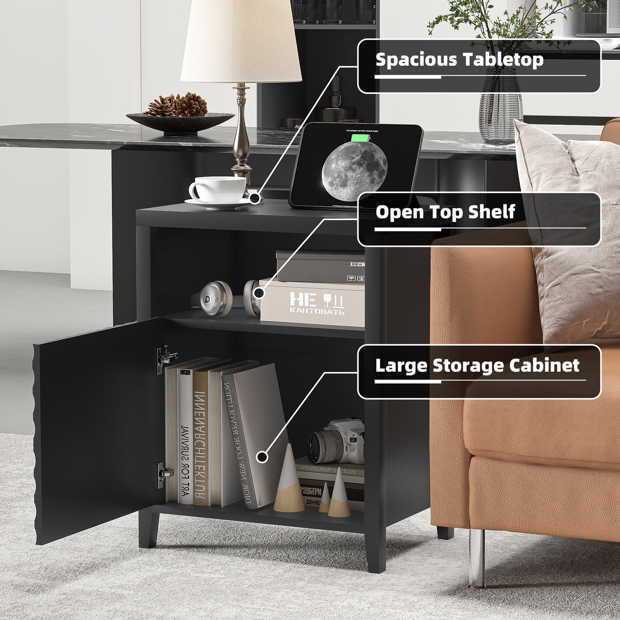Modern Nightstand with Charger Station and USB Port