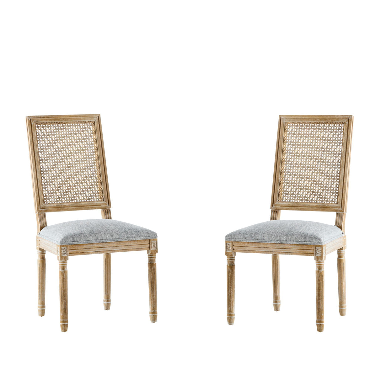 French Country Dining Chair With Rectangular Cane Backrest And Smooth Upholstered Seating - Best Buy Furniture