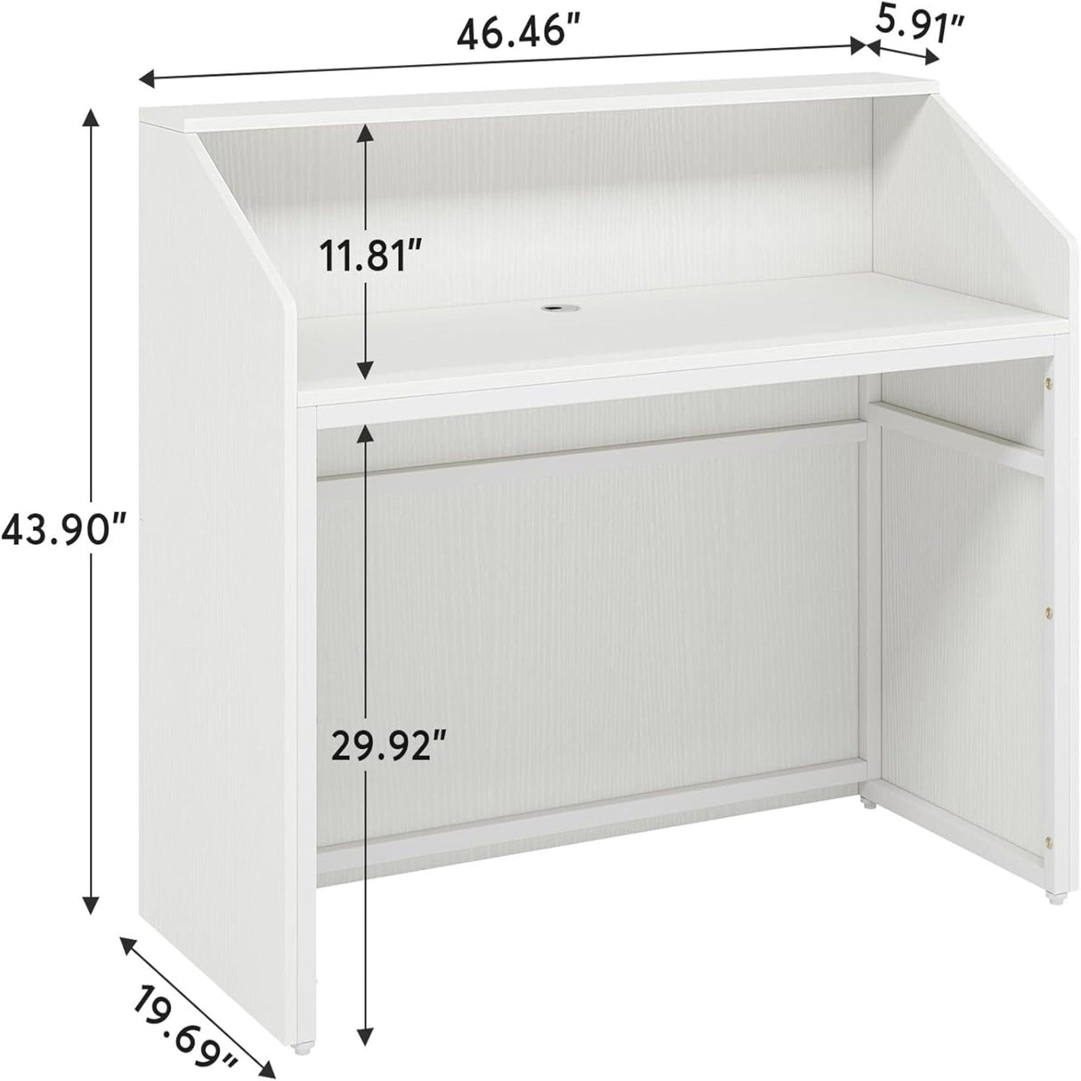 Modern Reception Desk, Front Desk Table With Cable Grommet & Privacy Panels