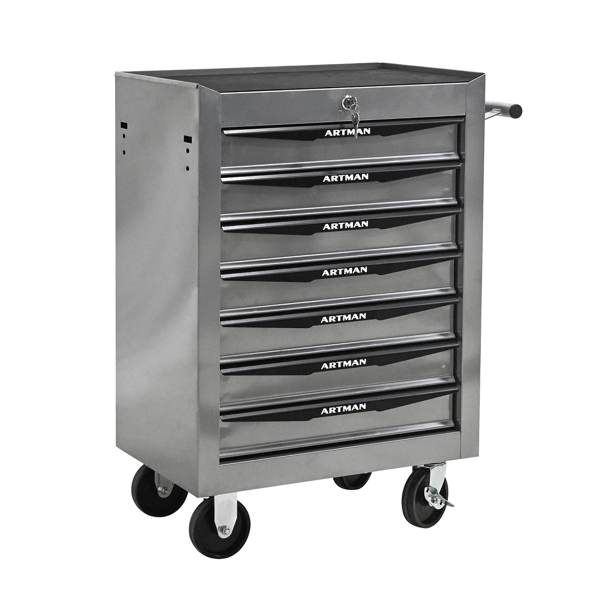 Rolling Metal Tool Chest with 7 Drawers, 20" Cabinet Silver