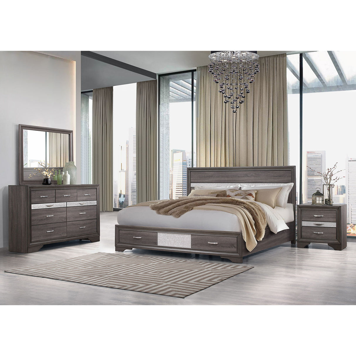 Ryder - Sparkle Nightstand - Gray