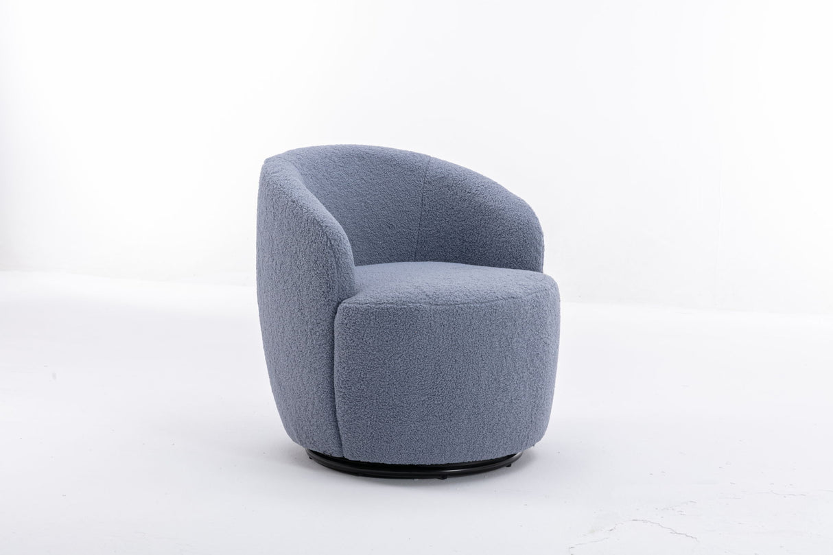 Teddy Fabric Swivel Accent Armchair Barrel Chair With Powder Coating Metal Ring