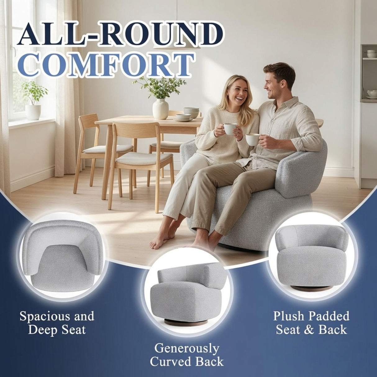 Swivel Barrel Accent Oversized Club Chair