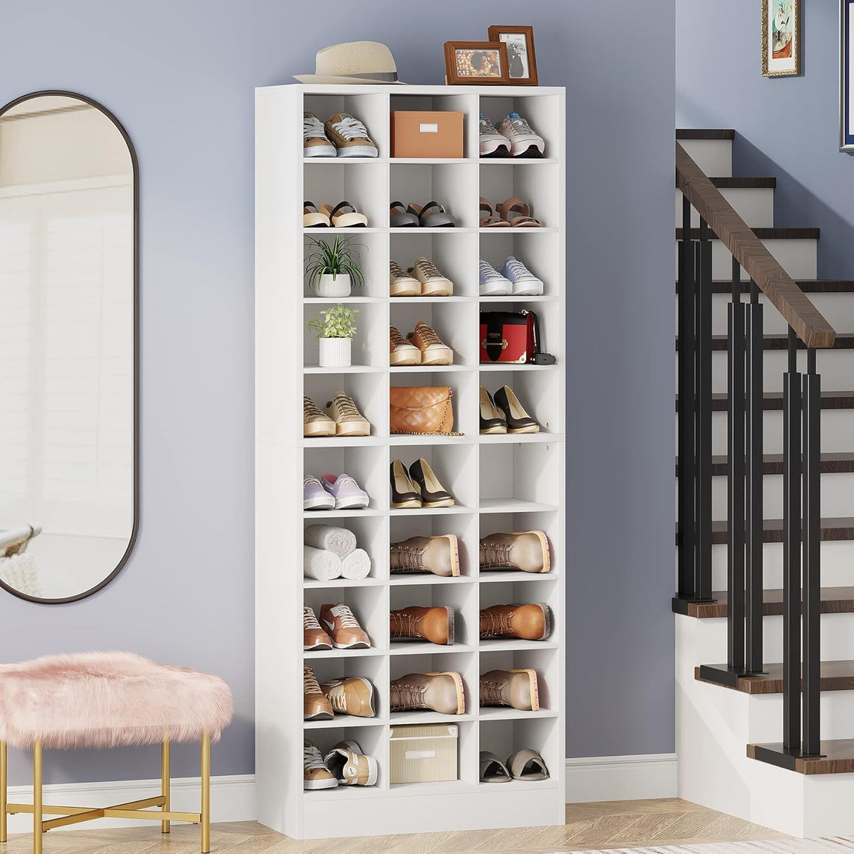 10 Tier Shoe Storage Cabinet With 30 Cubbies