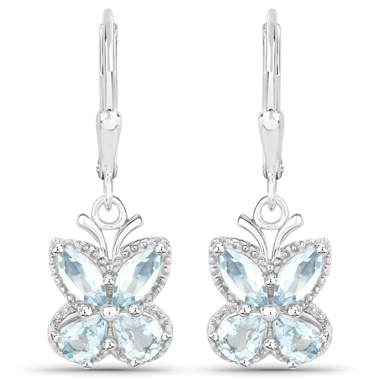 1.76 Carat Genuine Aquamarine .925 Sterling Silver Earrings