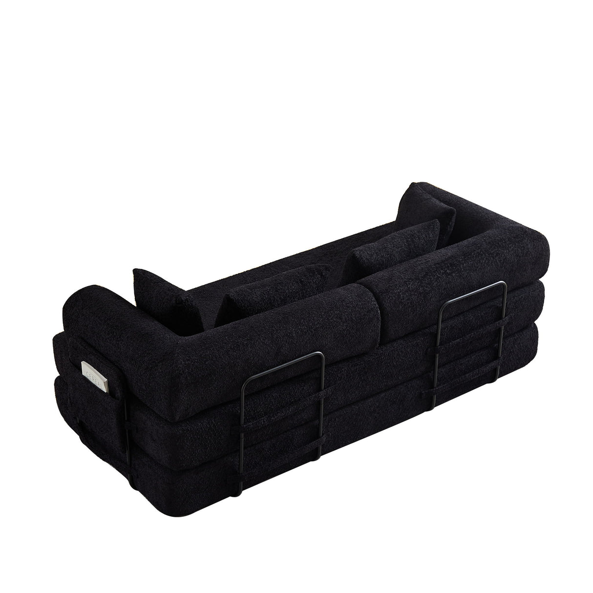 Convertible Sleeper Sofa Bed With Cylindrical Pillow