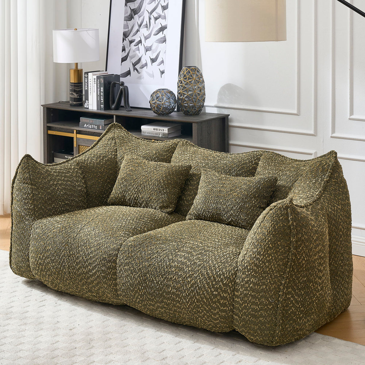 Comfortable Dual Beanbag Chair With High Resilience Foam Core For 2 People