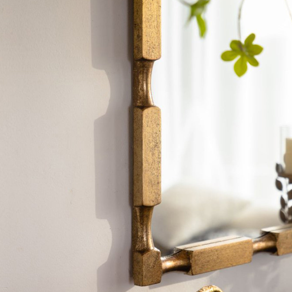 Gold Bamboo-Style Rectangular Wall Mirror