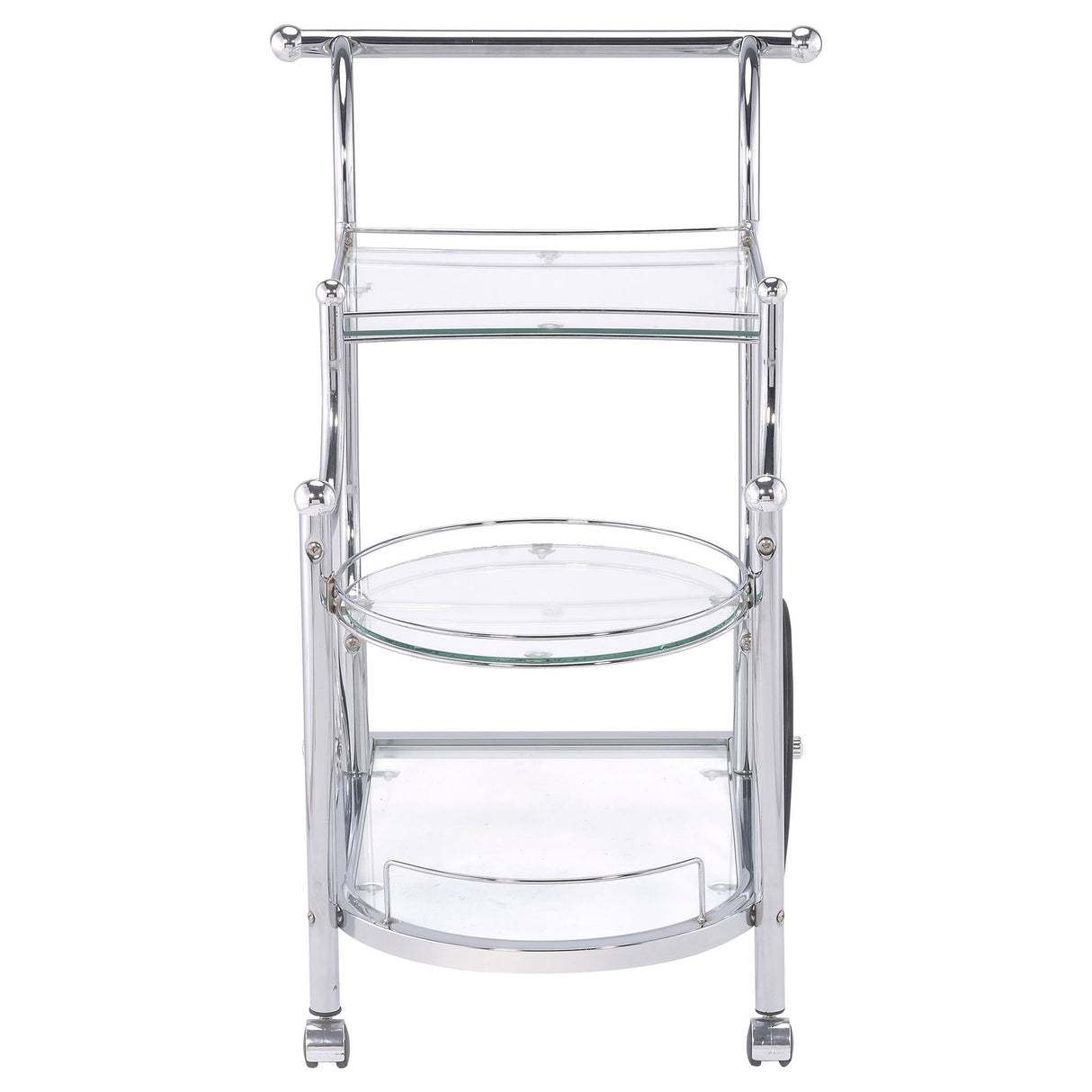 Reia - 3 Tier Cart With Casters & Tempered Glass Design - Chrome