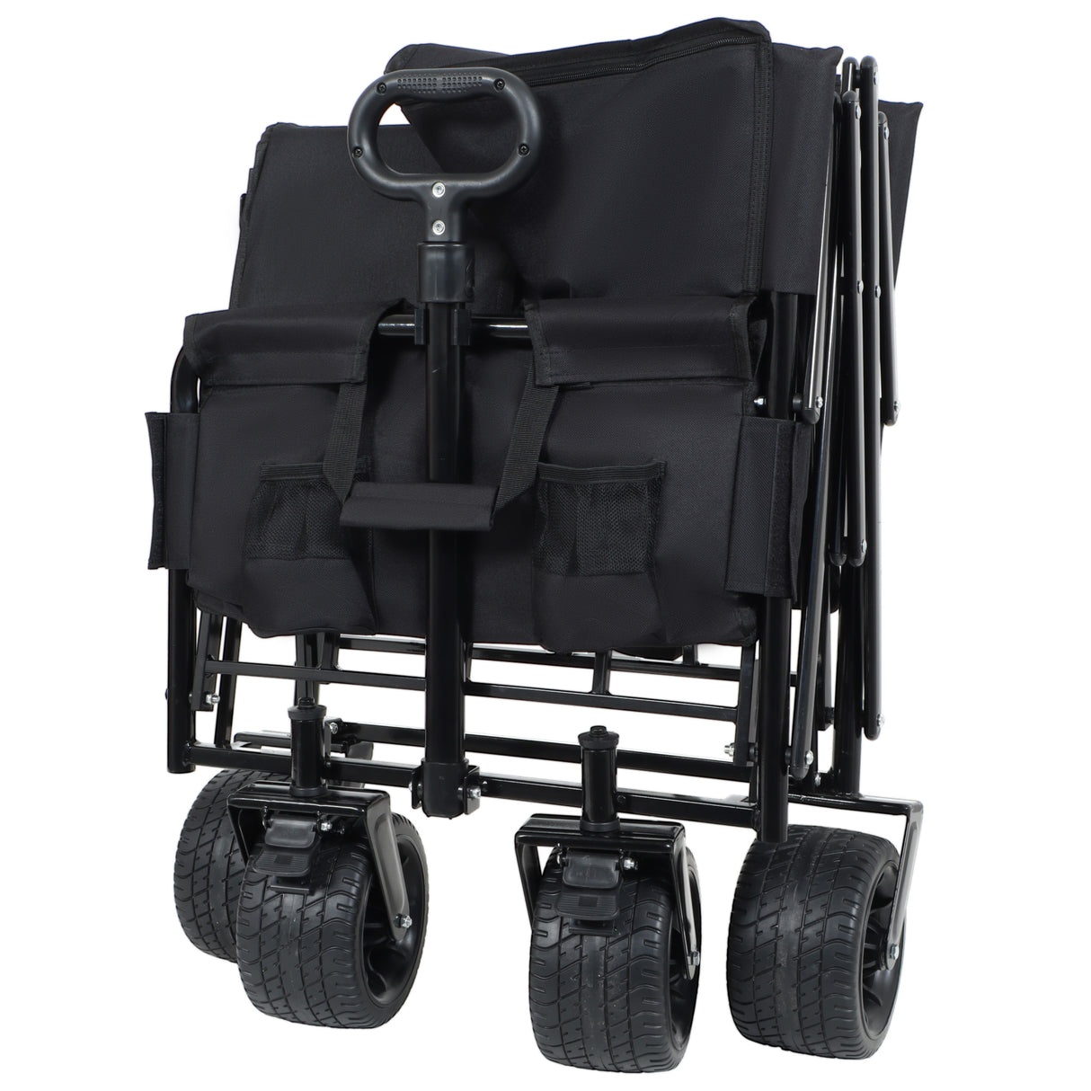 3-in-1 Convertible Folding Wagon Cart with Bench Seat & Storage