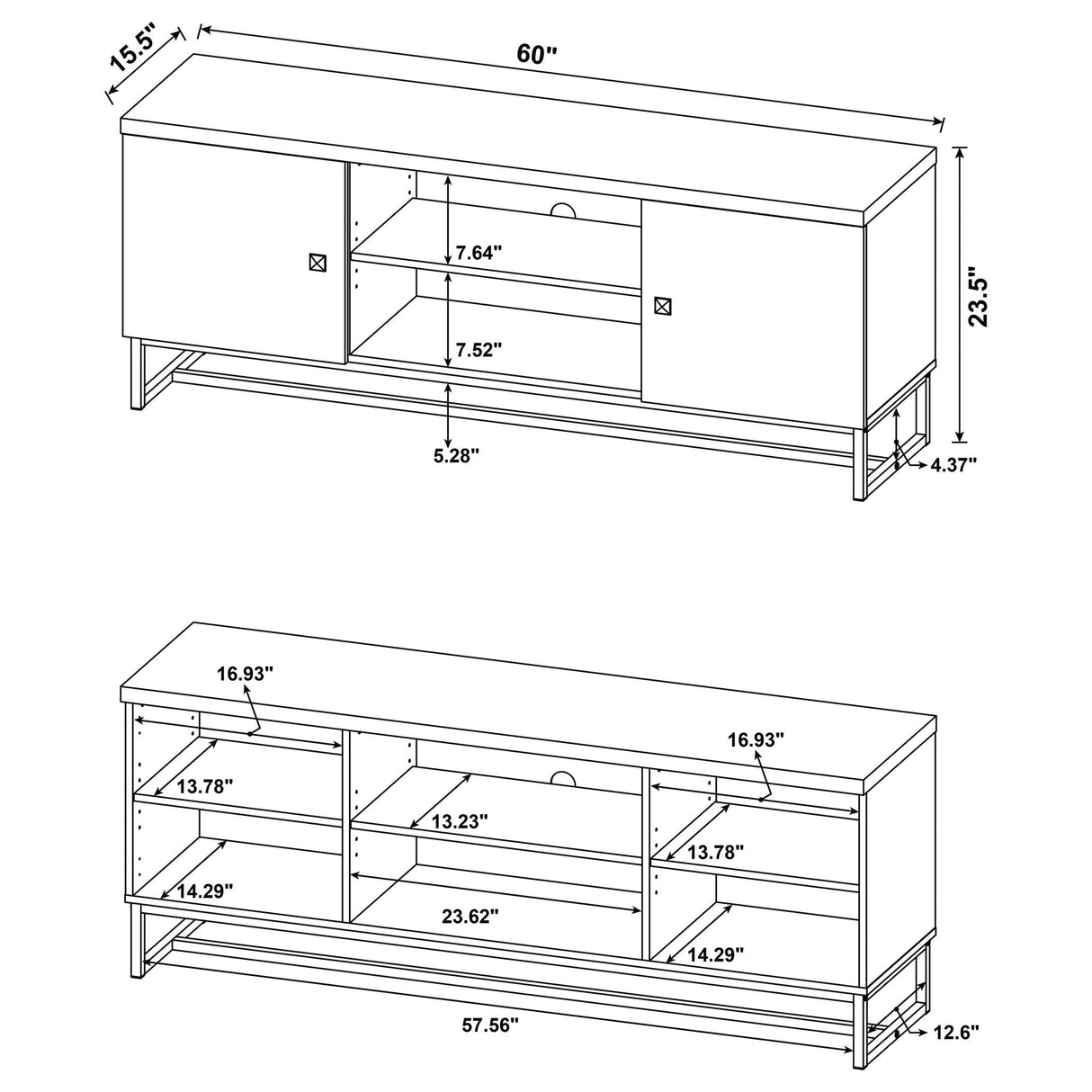 Chase - 2 Door Console With Herringbone Design - Oak