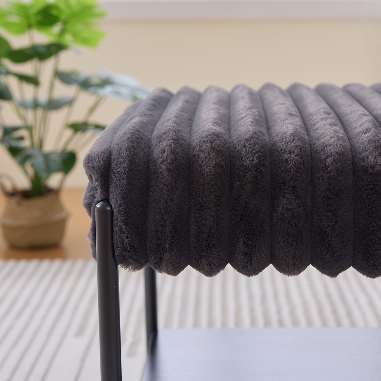 Upholstered Ottoman Coffee Table Foot Rest With Open Storage