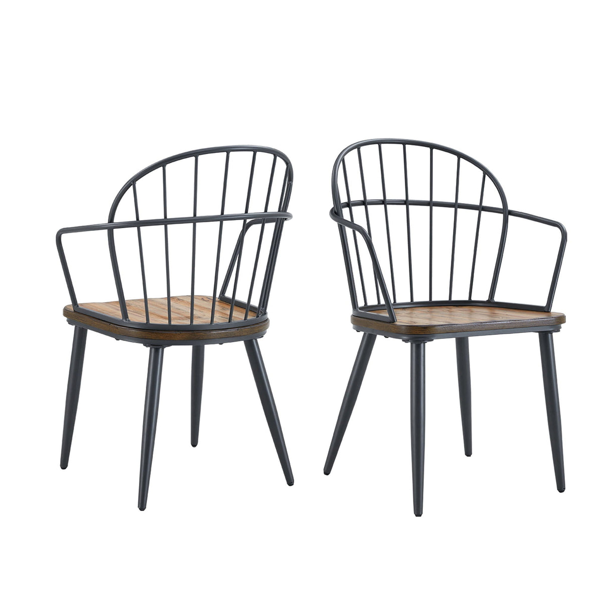 Industrial Inspired Indoor Dining Chair With Metal Legs And Birch (Set of 2) - Black / Natural - Best Buy Furniture