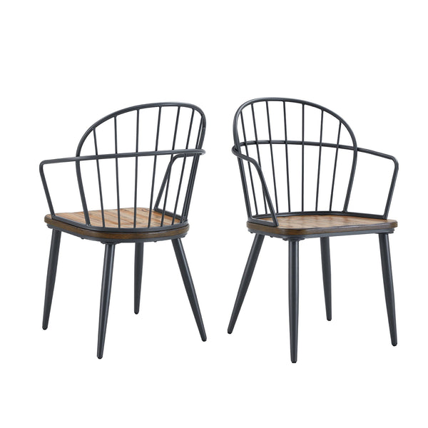 Industrial Inspired Indoor Dining Chair With Metal Legs And Birch (Set of 2) - Black / Natural - Best Buy Furniture