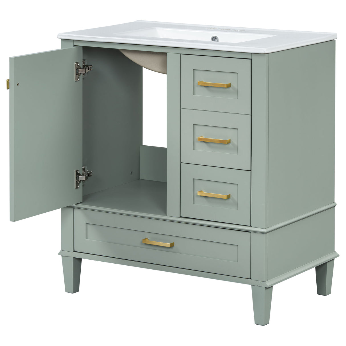 Bathroom Vanity, Modern Bathroom Cabinet With Sink Combo Set, Bathroom Storage Cabinet With A Soft Closing Door And 3 Drawers, Solid Wood Frame