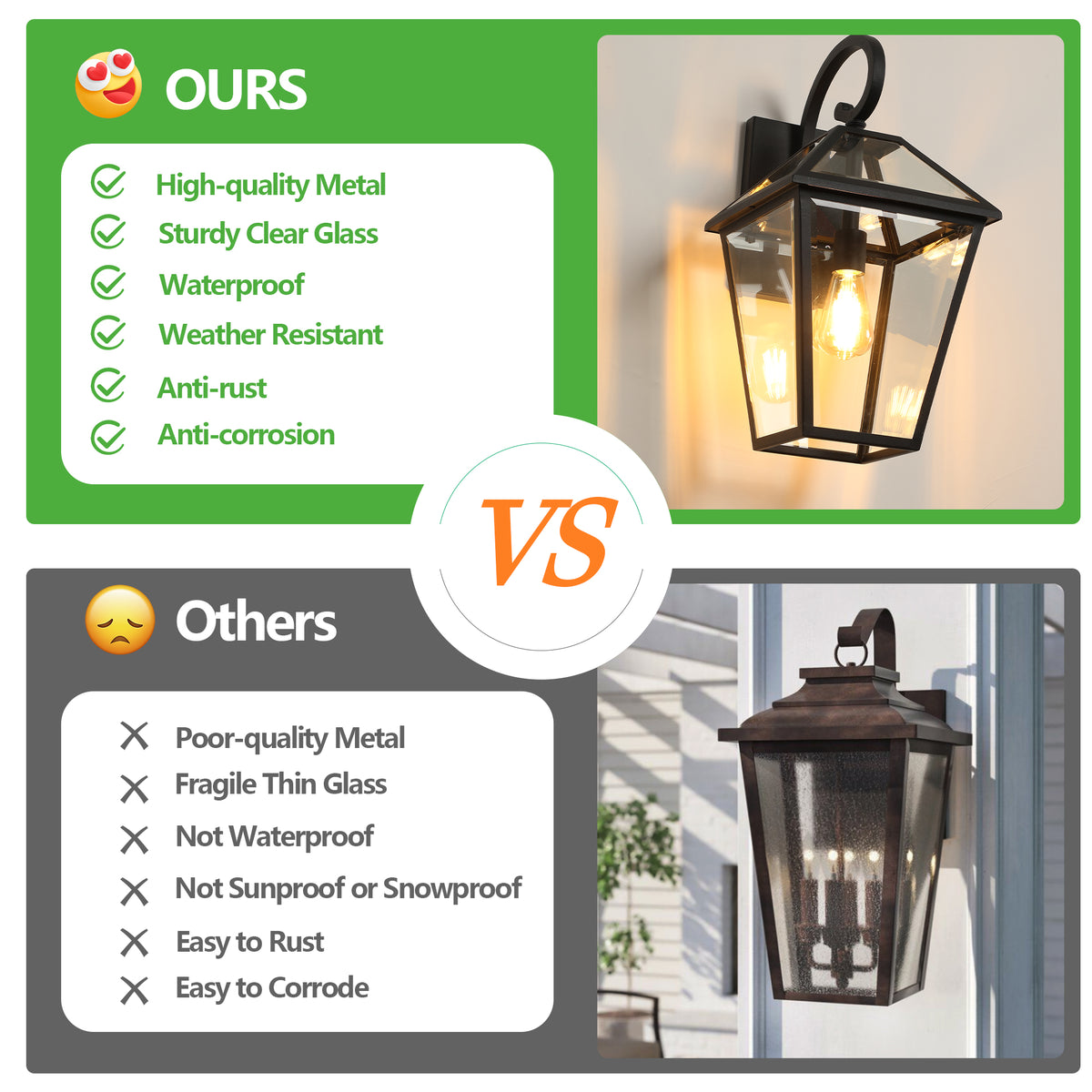 10" 2-Piece Outdoor Wall Lanterns
