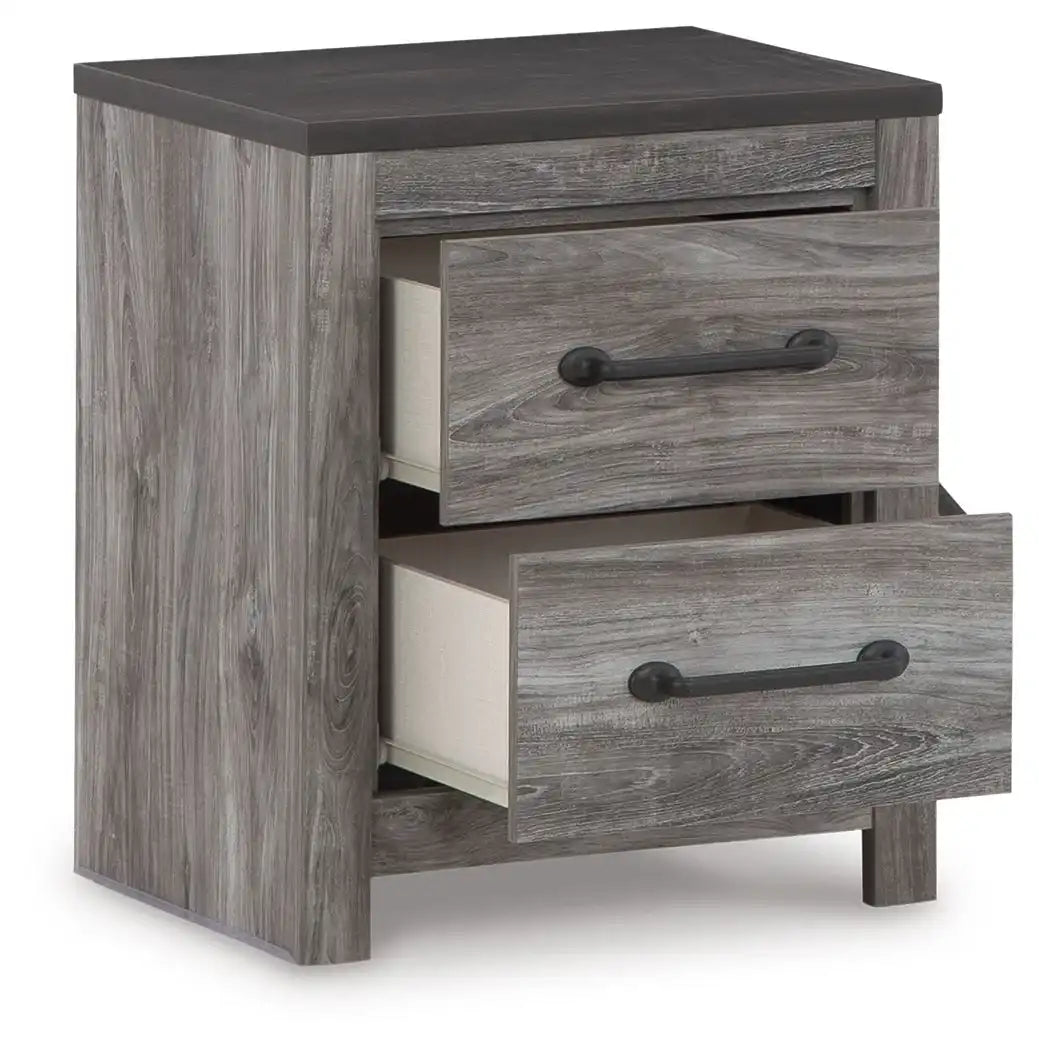 Bronyan - Two Drawer Night Stand - Dark Gray - Best Buy Furniture