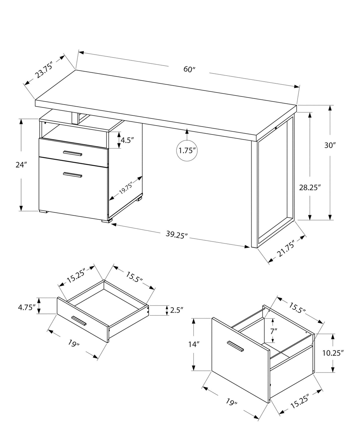 Computer Desk For Home Office, Laptop, Left Right Set - Up, Storage Drawers, Contemporary & Modern - Best Buy Furniture