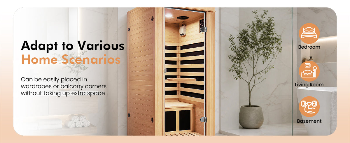1020W Canadian Hemlock Single Mini Far Infrared Sauna Room