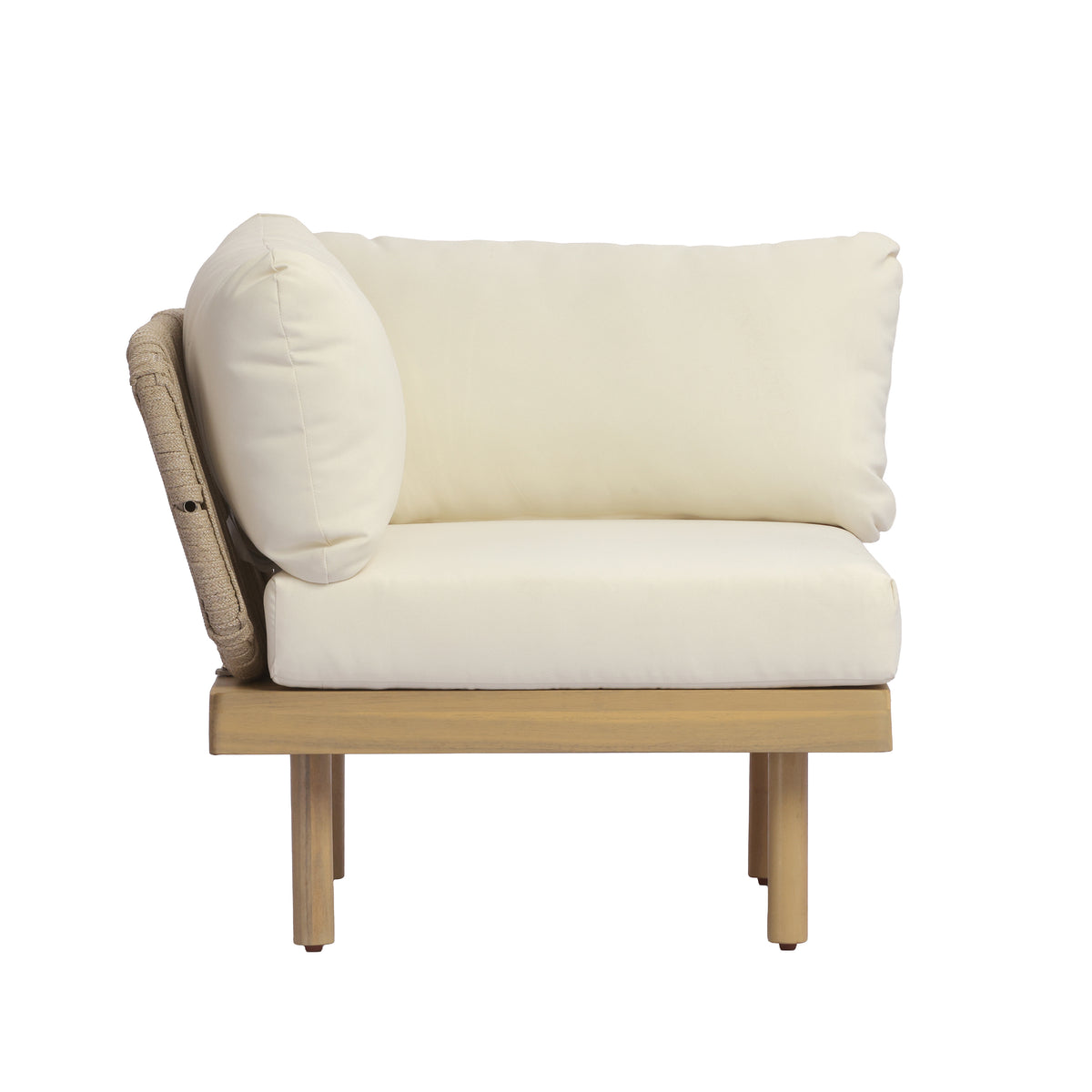 6-Piece Acacia Wood L-Shaped Modular Outdoor Sofa Set