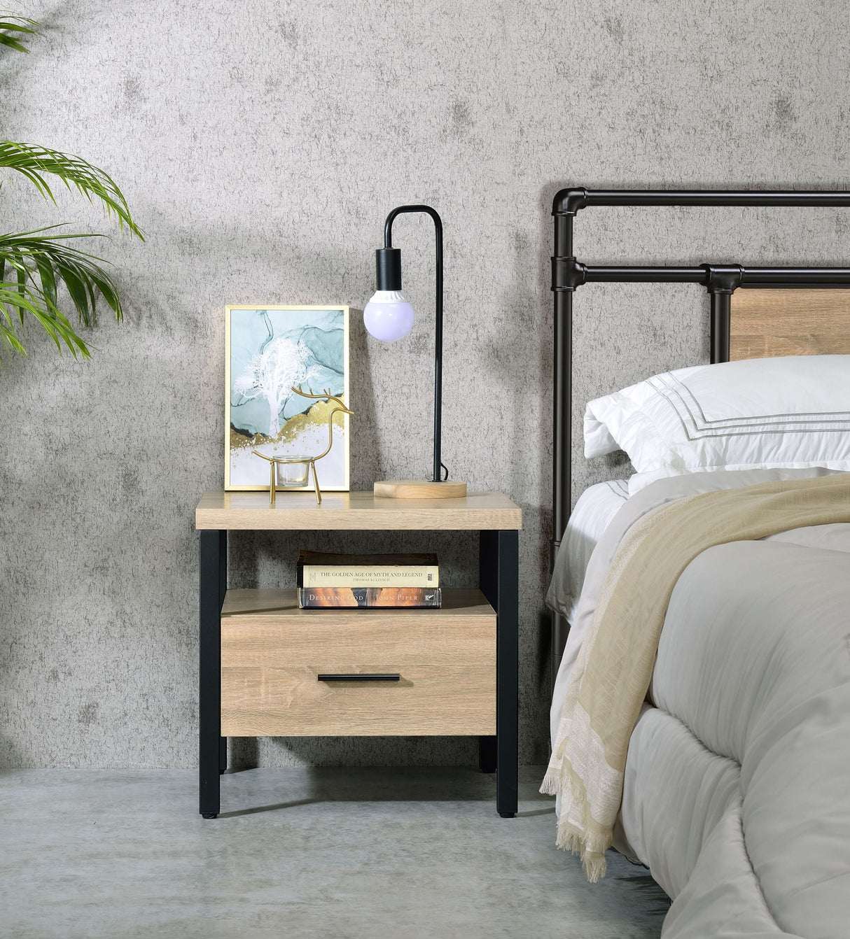 Oak-Finish-Nightstand-with-1-Drawer-and-1-Shelf-Nightstands