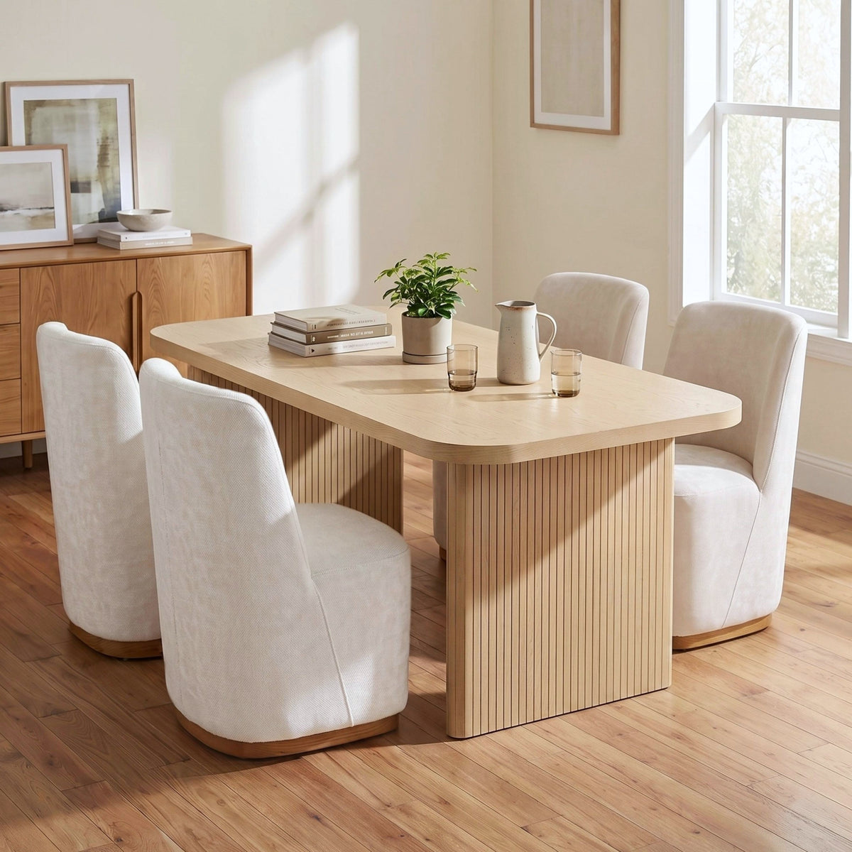 68.75" Wood Dining Table Set with 4
